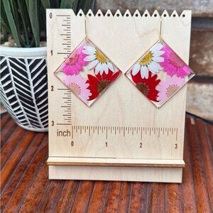 🌼 Bright Floral Resin Earrings | Gold Plated Stainless Hooks | Handmade